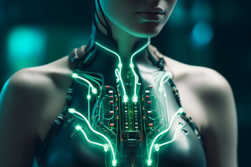 Futuristic Female Cyborgs, embracing the power of robotic technological advancements