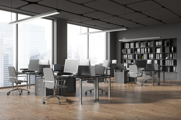 Gray open space office corner