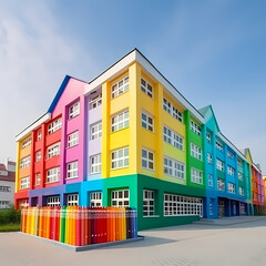 School Building Built From School Supplies Illustration