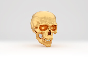 Gold Skull On White Background