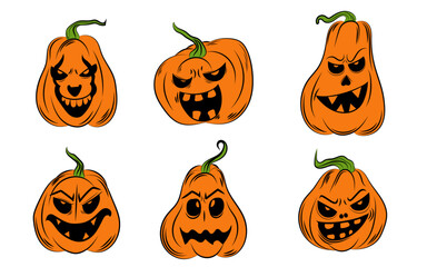 set of halloween pumpkins