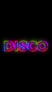 Disco colored text. Laser vintage effect. Infinite loopable 4K animation