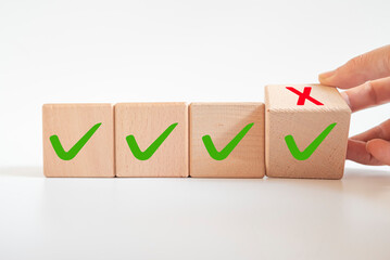 rejection on the wooden block turns it into approval.
Check mark on wooden blocks.
checklist idea...