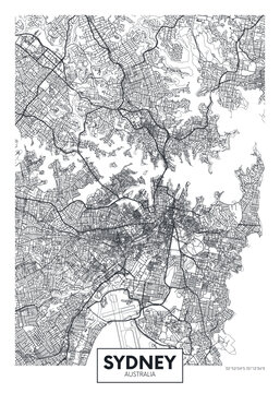 City map Sydney, urban planning travel vector poster design