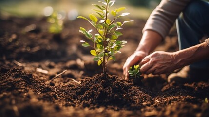 Community gardener promotes local food production and habitat restoration, sustainability and community engagement. Generative Ai.