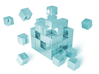 Cube in 3d render,image contains clipping path.