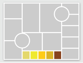 Photo collage Moodboard template in Yellow colors with two circle