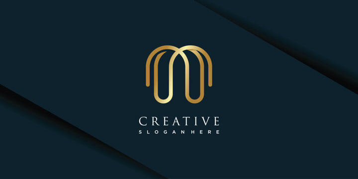Abstract letter logo with initial m modern golden unique premium vector
