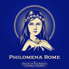 Catholic Saints. Philomena Rome (291-304) was a young virgin martyr whose remains were discovered on May 2425, 1802, in the Catacomb of Priscilla. - obrazy, fototapety, plakaty