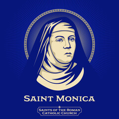 Catholic Saints. Saint Monica (332-387) was an early North African Christian saint and the mother of Augustine of Hippo. - obrazy, fototapety, plakaty