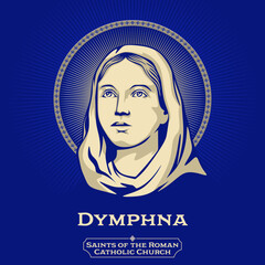 Catholic Saints. Dymphna is a Christian saint honoured in Catholic and Eastern Orthodox traditions. According to tradition, she lived in the 7th century and was martyred by her father. - obrazy, fototapety, plakaty