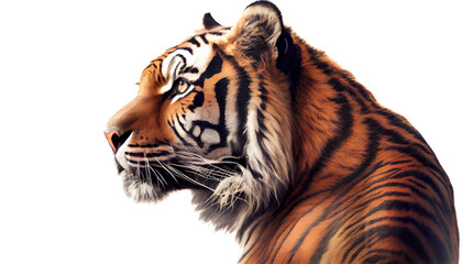 portrait of a tiger barbed wire on transparent background
