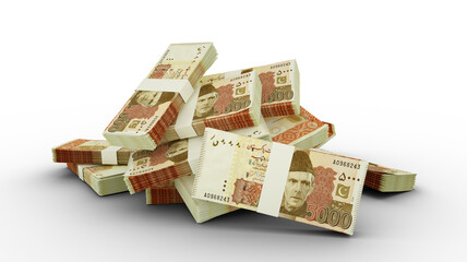 3D Stack of Pakistani Rupee notes