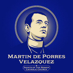 Catholic Saints. Martin de Porres Velazquez (1579-1639) was a Peruvian lay brother of the Dominican Order. - obrazy, fototapety, plakaty