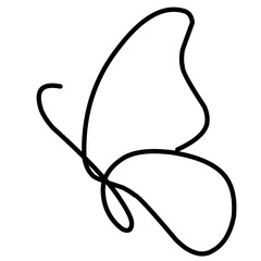 Butterfly continuous line drawing elements set isolated on white background. Vector illustration.  