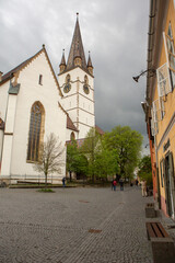 Medieval street with historical buildings in the heart of Romania. Sibiu the eastern European...