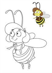 vector bee coloring page