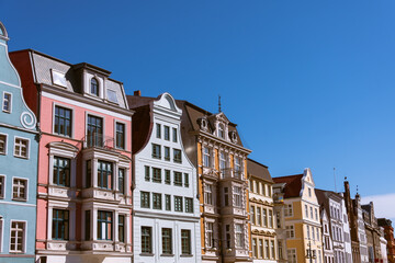 Fototapeta na wymiar Historical House Facades In The Hanseatic City Of Rostock