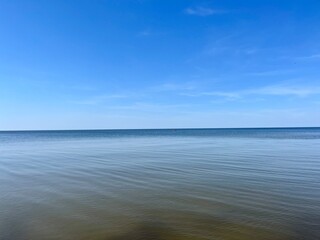 Blue sea horizon and blue sky
