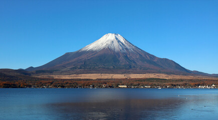 Banner of Diamond mount Fuji at lake Kawaguchiko at sunrise, Japan.