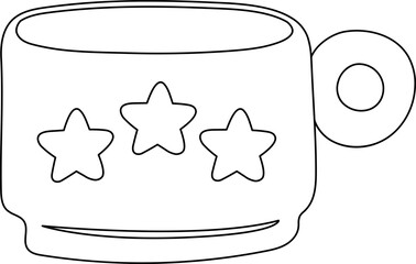 Coffee Cup Mug Cafe Drink Menu Outline Illustration