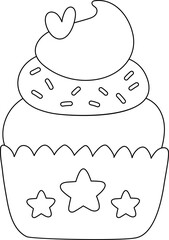 Sweet Dessert Cupcake Cafe Menu Outline Illustration