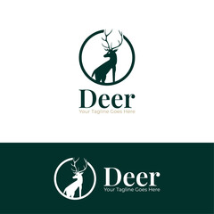 Deer Logo Vector Design Standing dashing, hunting Logo Design, Animal Logo, deer vector