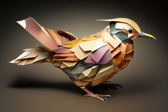 Image of paper origami art. Handmade paper bird. Birds. wildlife. Animals. illustration, generative AI