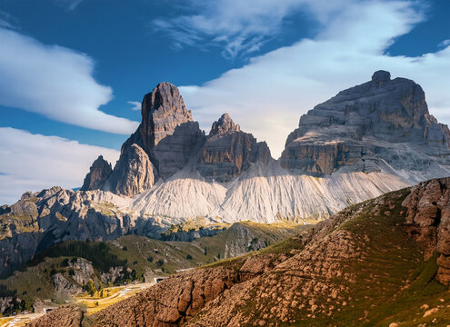 National Nature Park Tre Cime In the Dolomites Alps. Beautiful nature of Italy. Generated AI