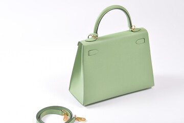 green shopping bag isolated on white