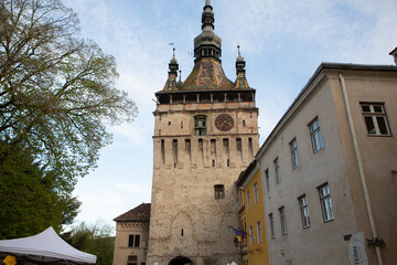 A beautiful medieval citadel city of Sighisoara in the heart of Romania, Transylvania travel destination in Eastern Europe.