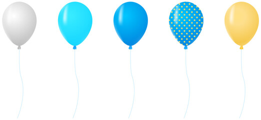 3D colorful balloons, blue and yellow Balloon, Fathers day concept, Party decoration