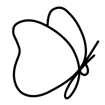 Butterfly outline black silhouette. Linear abstract monochrome . Flying butterfly shape sketch  metamorphosis.