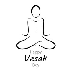 Vesak day Happy buddha birthday lotus position, vector art illustration.