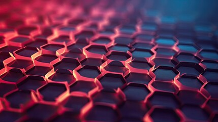 Obraz premium A geometric abstract background with a repeating honeycomb pattern, shot with a tilt-shift lens under artificial light, using infrared film for a surreal twist - Generative ai