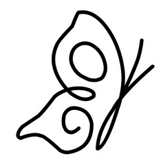 Butterfly outline black silhouette. Linear abstract monochrome . Flying butterfly shape sketch  metamorphosis.