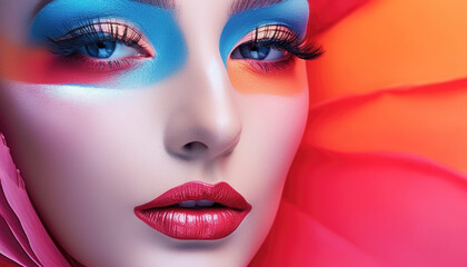 Fototapeta premium Beautiful young female influencer model with perfect makeup and glamorous lifestyle. Generative AI illustrations