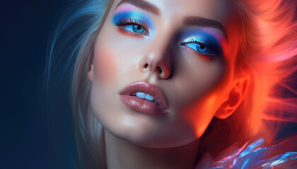 Beautiful young female influencer model with perfect makeup and glamorous lifestyle. Generative AI illustrations