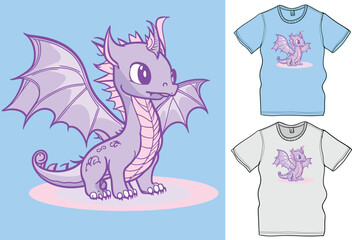 Cute Baby Dragon Vector Illustration