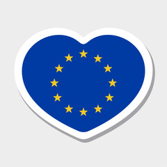 Flag of Eurounion icon. Vector heart sticker. Best for mobile apps, UI and web design.