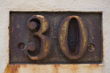 Nummer Zahl Ziffer 30 für Geburtstag oder Jubiläum