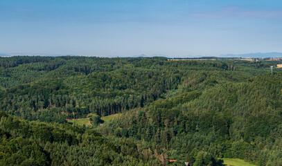 Naklejka premium Mostly forest covered landscape of CHKO Kokorinsko - Machuv kraj in Czech republic