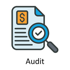 Audit vector  Fill  outline Icon Design illustration. Taxes Symbol on White background EPS 10 File