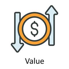 Value vector  Fill  outline Icon Design illustration. Taxes Symbol on White background EPS 10 File