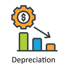 Depreciation  vector  Fill  outline Icon Design illustration. Taxes Symbol on White background EPS 10 File