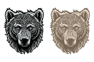 Bear Head, Silhouette Illustration Art design