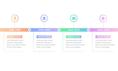 An infographic template with an icon timeline that describes the business steps