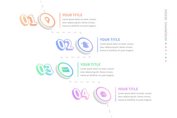 An infographic template with an icon timeline that describes the business steps