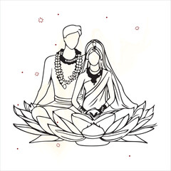 illustration of a couple in yoga position on a lotus flower 