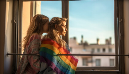 Fototapeta premium LGBT community concept celebrating the diversity at the pride month. Generative AI illustrations